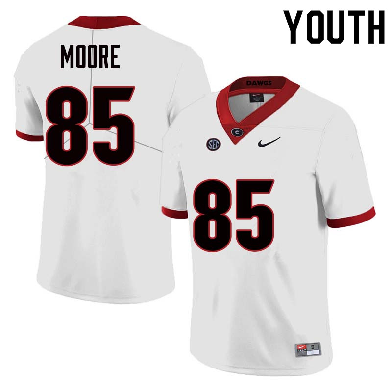 Youth Georgia Bulldogs #85 Cameron Moore College Football Jerseys Sale-White - Click Image to Close